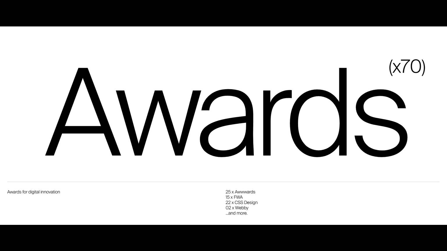 Large wordmark reading Awards with a small caption listing award categories at the bottom.